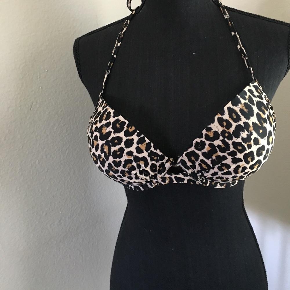 Leopard Print Padded Wire Bikini Top